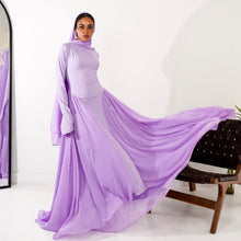 Load image into Gallery viewer, Amwaj gown with shoulder drappes in Lilac with cover chest