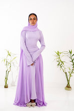 Load image into Gallery viewer, Amwaj gown with shoulder drappes in Lilac with cover chest