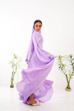 Load image into Gallery viewer, Amwaj gown with shoulder drappes in Lilac with cover chest