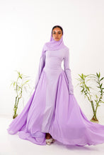 Load image into Gallery viewer, Amwaj gown with shoulder drappes in Lilac with cover chest