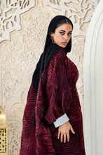 Load image into Gallery viewer, Majestic burgundy Organza Plissé Kaftan