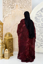 Load image into Gallery viewer, Majestic burgundy Organza Plissé Kaftan