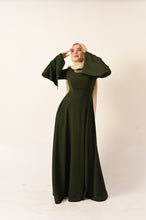 Load image into Gallery viewer, Long Sleeves A- Line dress in olive