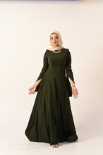 Load image into Gallery viewer, Long Sleeves A- Line dress in olive