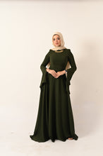 Load image into Gallery viewer, Long Sleeves A- Line dress in olive