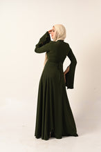 Load image into Gallery viewer, Long Sleeves A- Line dress in olive