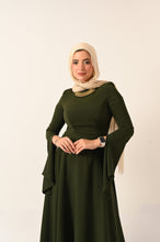Load image into Gallery viewer, Long Sleeves A- Line dress in olive