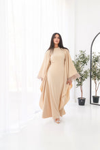 Load image into Gallery viewer, Butterfly feathers sleeves Abaya-Dress in Beige