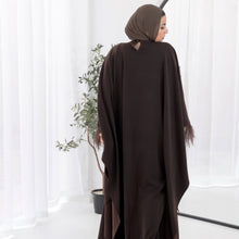 Load image into Gallery viewer, Butterfly feathers sleeves Abaya-Dress in Brown