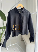 Load image into Gallery viewer, Pure linen cropped oversized shirt