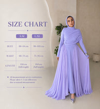 Load image into Gallery viewer, Amwaj gown with shoulder drappes in Lilac with chest cover
