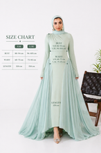 Load image into Gallery viewer, Amwaj gown with shoulder drappes in Mint with chest cover