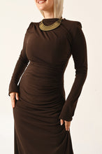 Load image into Gallery viewer, Rouched Side Dress in brown