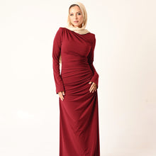 Load image into Gallery viewer, Rouched Side Dress in dark red