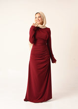 Load image into Gallery viewer, Rouched Side Dress in dark red