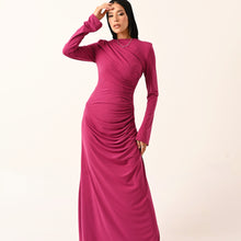 Load image into Gallery viewer, Rouched Side Long Sleeve Dress in bubblegum