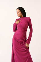 Load image into Gallery viewer, Rouched Side Long Sleeve Dress in bubblegum