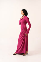 Load image into Gallery viewer, Rouched Side Long Sleeve Dress in bubblegum