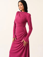 Load image into Gallery viewer, Rouched Side Long Sleeve Dress in bubblegum