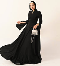 Load image into Gallery viewer, Long Sleeves A- Line dress in Black