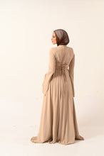 Load image into Gallery viewer, Long sleeves A- Line dress in Beige