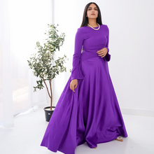 Load image into Gallery viewer, Satin half and half A-Line Dress in Purple