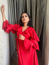 Load image into Gallery viewer, Ruffles wrapped dress in Red