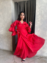 Load image into Gallery viewer, Ruffles wrapped dress in Red