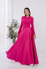 Load image into Gallery viewer, Satin half and half A-Line Dress in Hot Pink