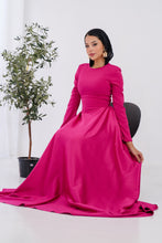 Load image into Gallery viewer, Satin half and half A-Line Dress in Hot Pink