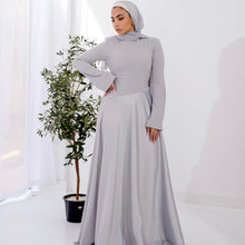 Load image into Gallery viewer, Satin half and half A-Line Dress in Silver