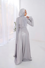 Load image into Gallery viewer, Satin half and half A-Line Dress in Silver