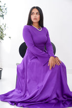 Load image into Gallery viewer, Satin half and half A-Line Dress in Purple