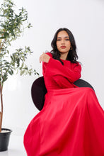 Load image into Gallery viewer, Satin half and half A-Line Dress in Red