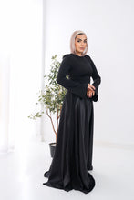 Load image into Gallery viewer, Satin half and half A-Line Dress in Black