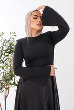 Load image into Gallery viewer, Satin half and half A-Line Dress in Black