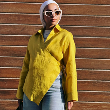 Load image into Gallery viewer, Pure linen High-Low shirt hi