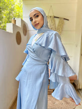 Load image into Gallery viewer, Ruffles wrapped dress in baby blue