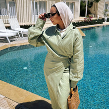 Load image into Gallery viewer, Sage breeze Pure linen wrap dress