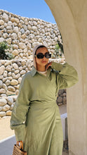 Load image into Gallery viewer, Sage breeze Pure linen wrap dress