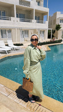 Load image into Gallery viewer, Sage breeze Pure linen wrap dress