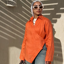 Load image into Gallery viewer, Pure linen High-Low shirt hi