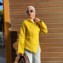 Load image into Gallery viewer, Pure linen High-Low shirt hi