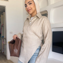 Load image into Gallery viewer, Pure linen High-Low shirt hi