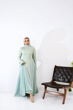 Load image into Gallery viewer, Amwaj gown with shoulder drappes in Mint with cover chest