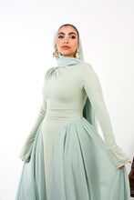 Load image into Gallery viewer, Amwaj gown with shoulder drappes in Mint with cover chest
