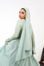 Load image into Gallery viewer, Amwaj gown with shoulder drappes in Mint with cover chest