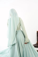 Load image into Gallery viewer, Amwaj gown with shoulder drappes in Mint with cover chest