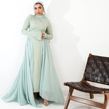 Load image into Gallery viewer, Amwaj gown with shoulder drappes in Mint with cover chest