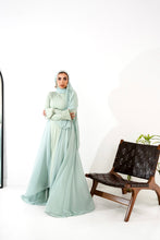 Load image into Gallery viewer, Amwaj gown with shoulder drappes in Mint with cover chest